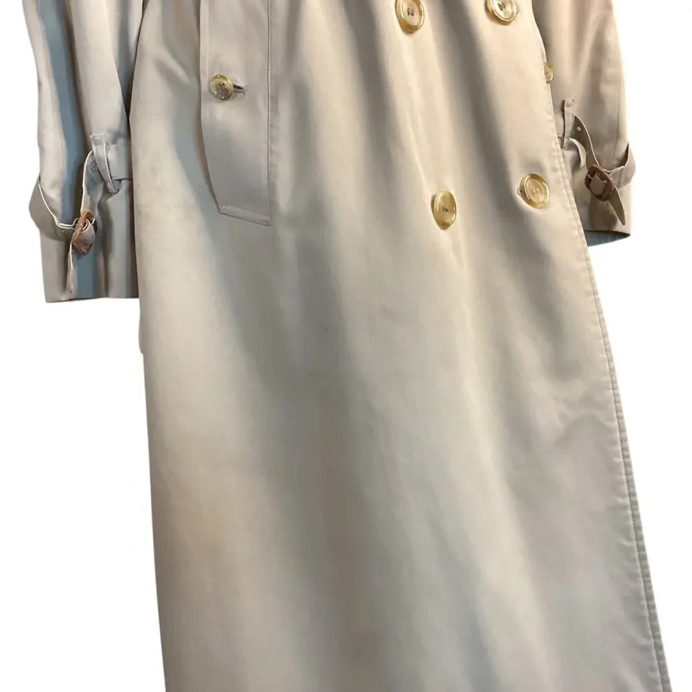 Vtg 60s Classic Burberry Beige Trench Coat Long Belted Nova-check Womens 10 - Picture 11 of 16